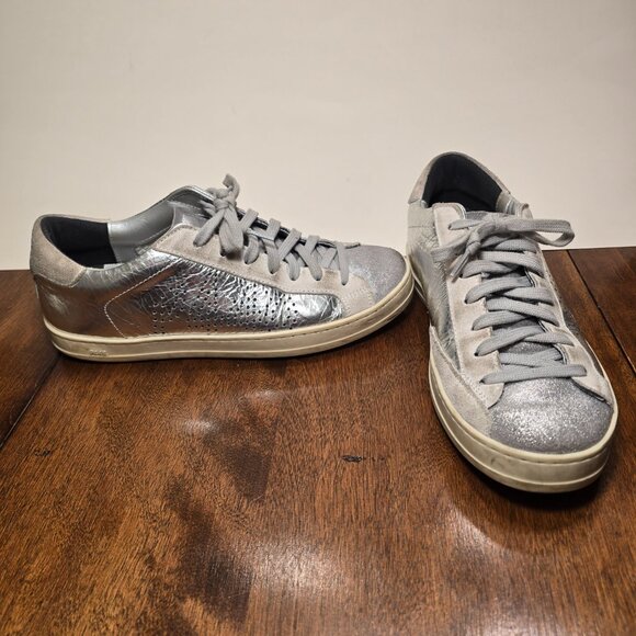P448 John Ghinea Metallic Silver/Gray Skate Shoe Low Top Size 38 Made in Italy - Picture 7 of 14
